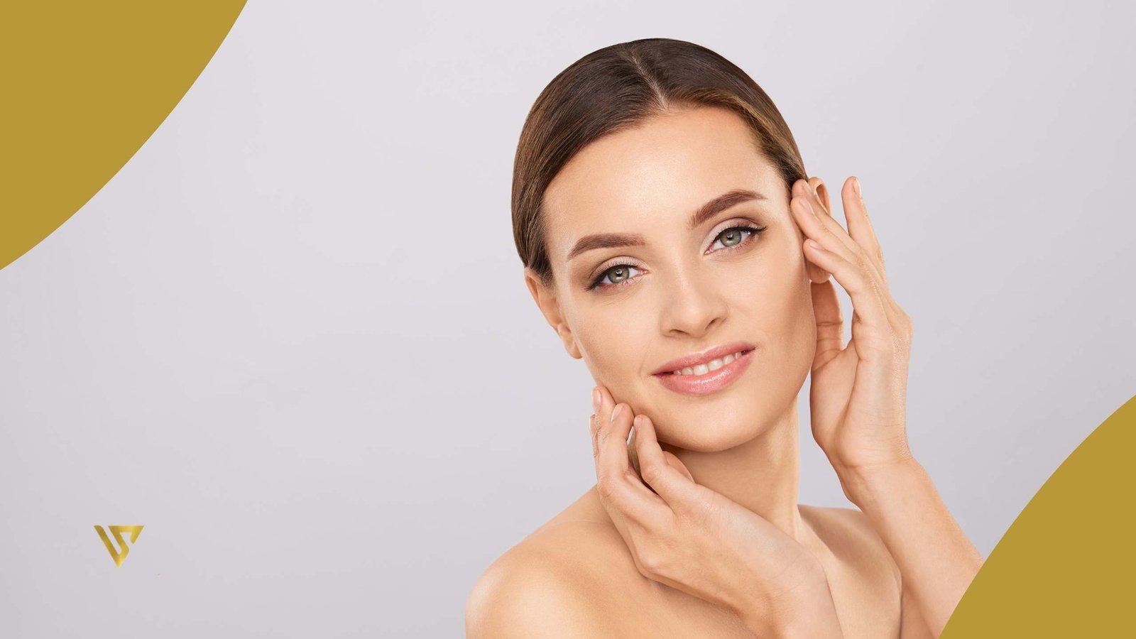 Woman posing and showing her face dermaplaning facial beauty spa by val
