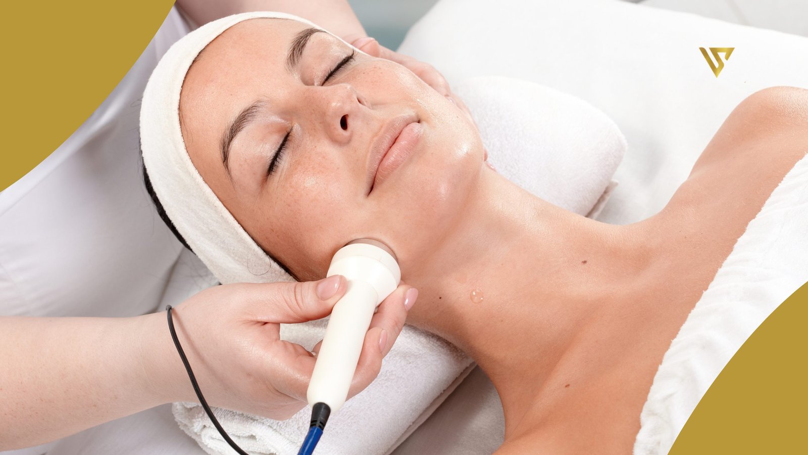 Woman receives facial treatment with a machine Non-Invasive Beauty Treatments beauty spa by val