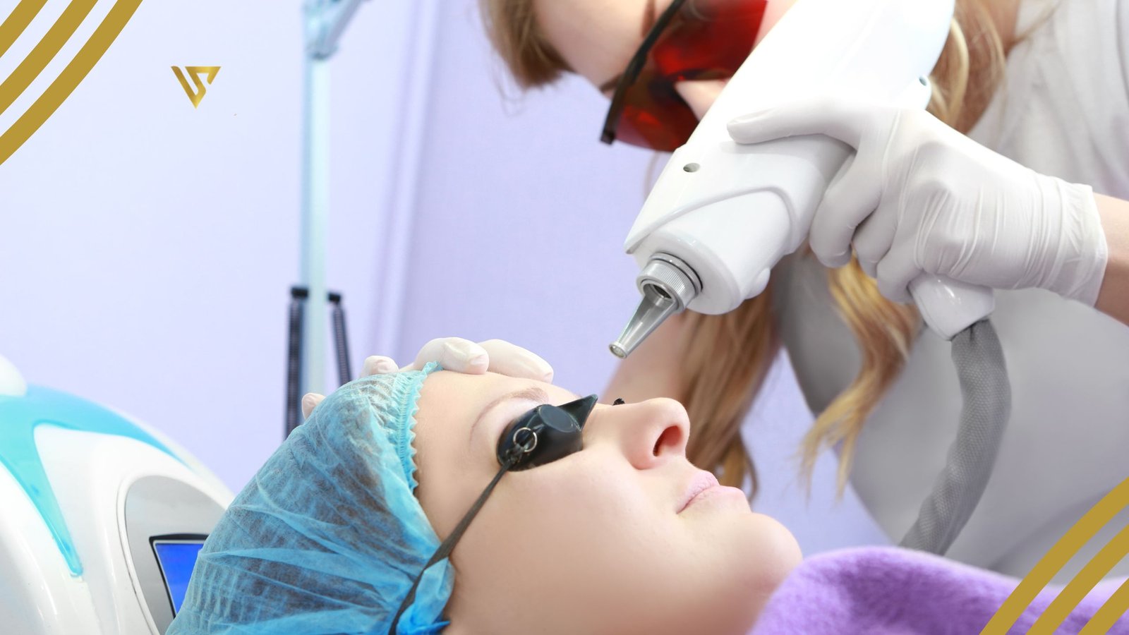 ChatGPT dijo: Aesthetic professional performs eyebrow tattoo removal treatment using a machine beauty spa by val