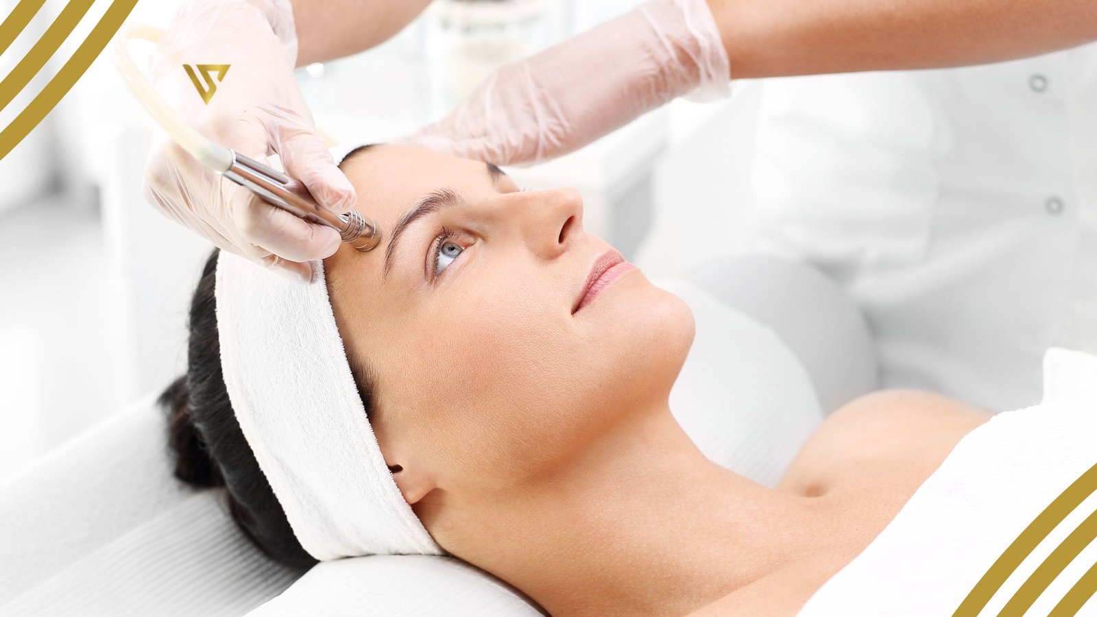 Woman receiving a professional facial treatment prepare skin for summer beauty spa by val 